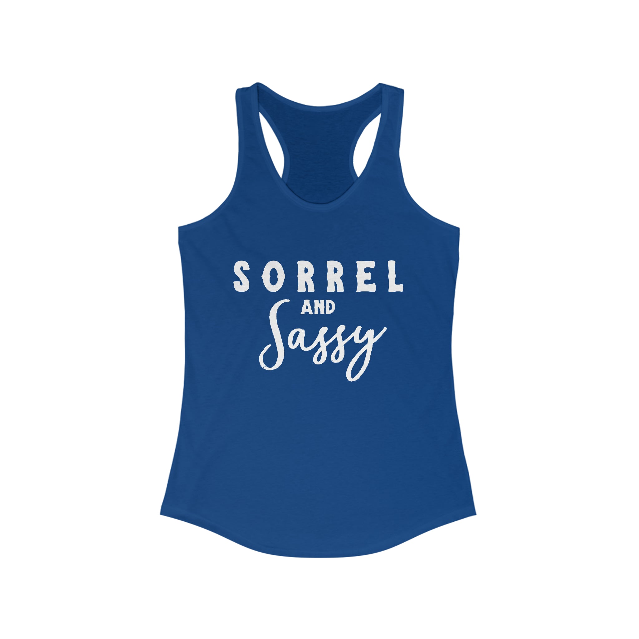 Sorrel & Sassy Racerback Tank Horse Color Shirts Printify XS Solid Royal