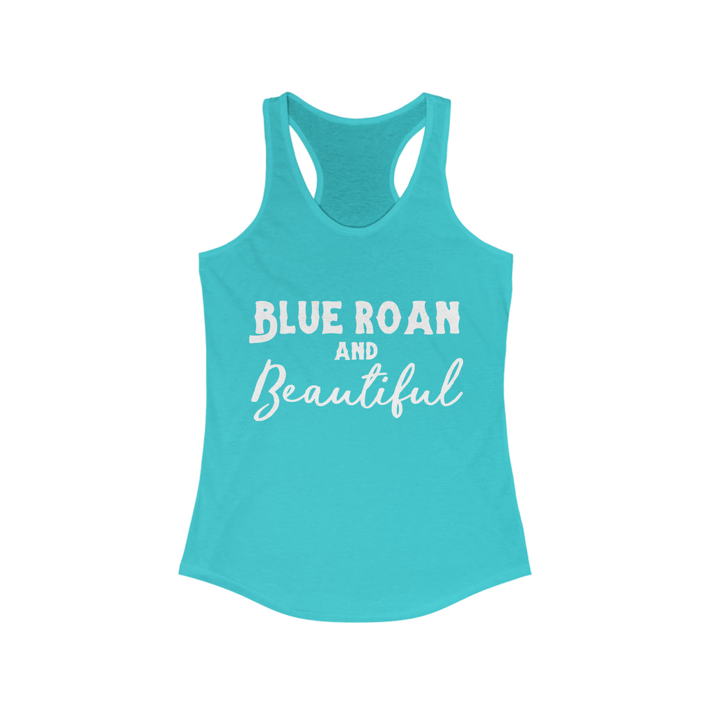Blue Roan & Beautiful  Racerback Tank Horse Color Shirts Printify XS Solid Tahiti Blue 