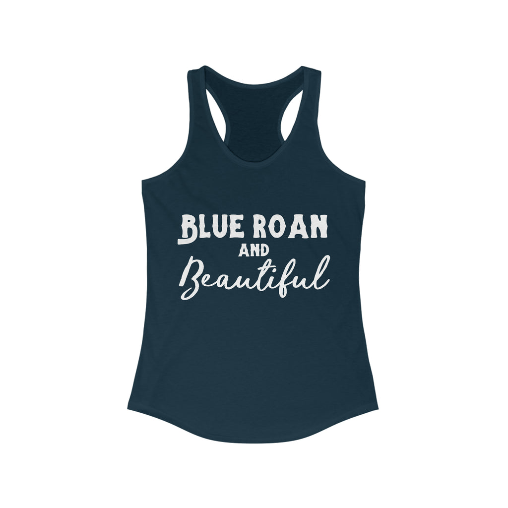 Blue Roan & Beautiful  Racerback Tank Horse Color Shirts Printify S Solid Midnight Navy 