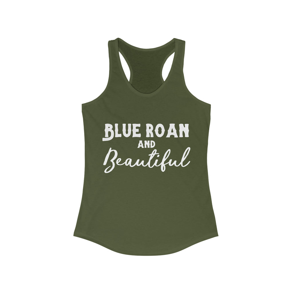 Blue Roan & Beautiful  Racerback Tank Horse Color Shirts Printify XS Solid Military Green 