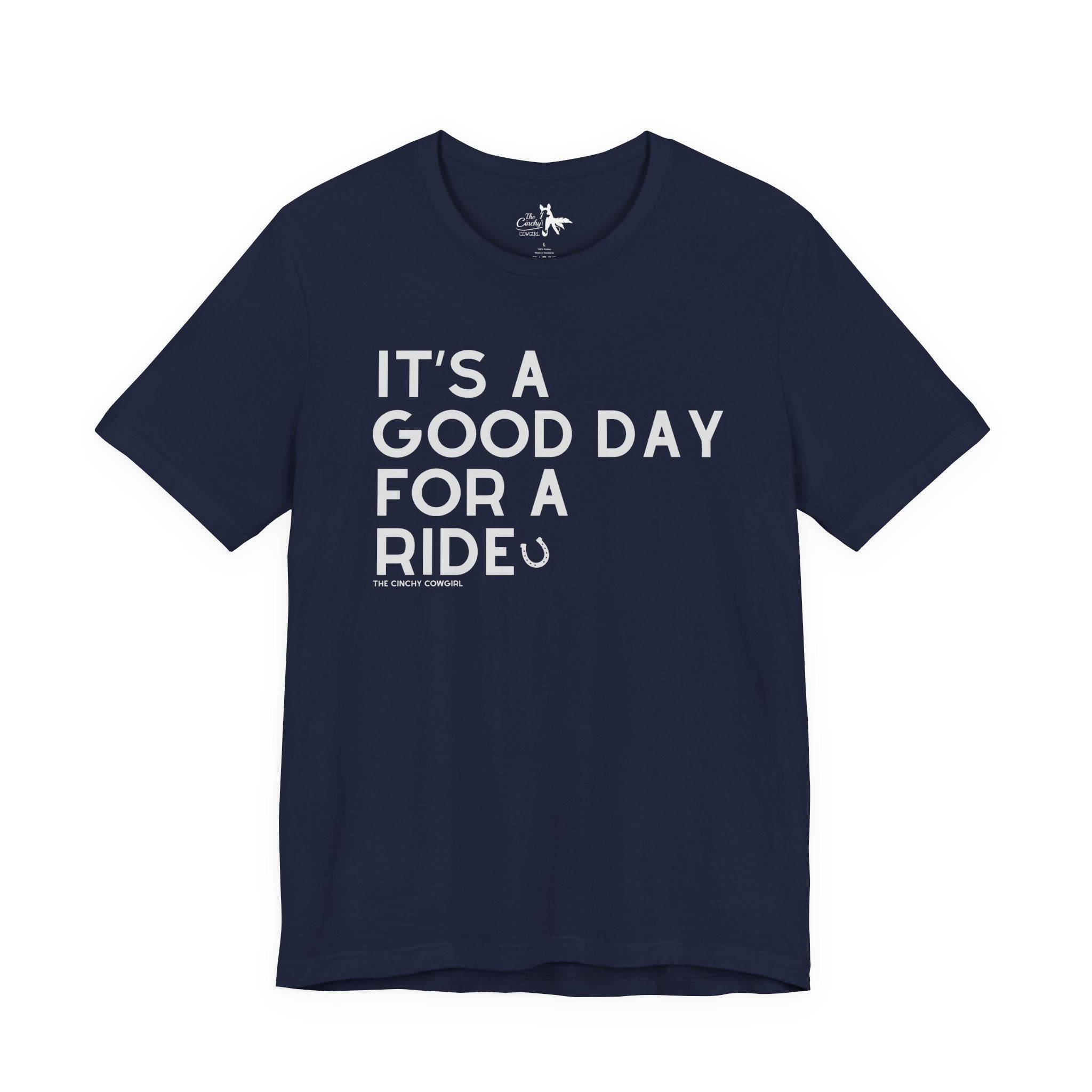 It's A Good Day For A Ride Short Sleeve Tee T-Shirt The Cinchy Cowgirl - Print Navy XS