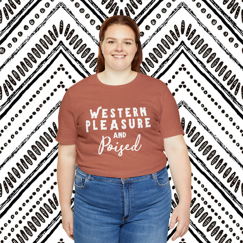 Western Pleasure & Poised Short Sleeve Tee Horse Riding Discipline Tee Printify   
