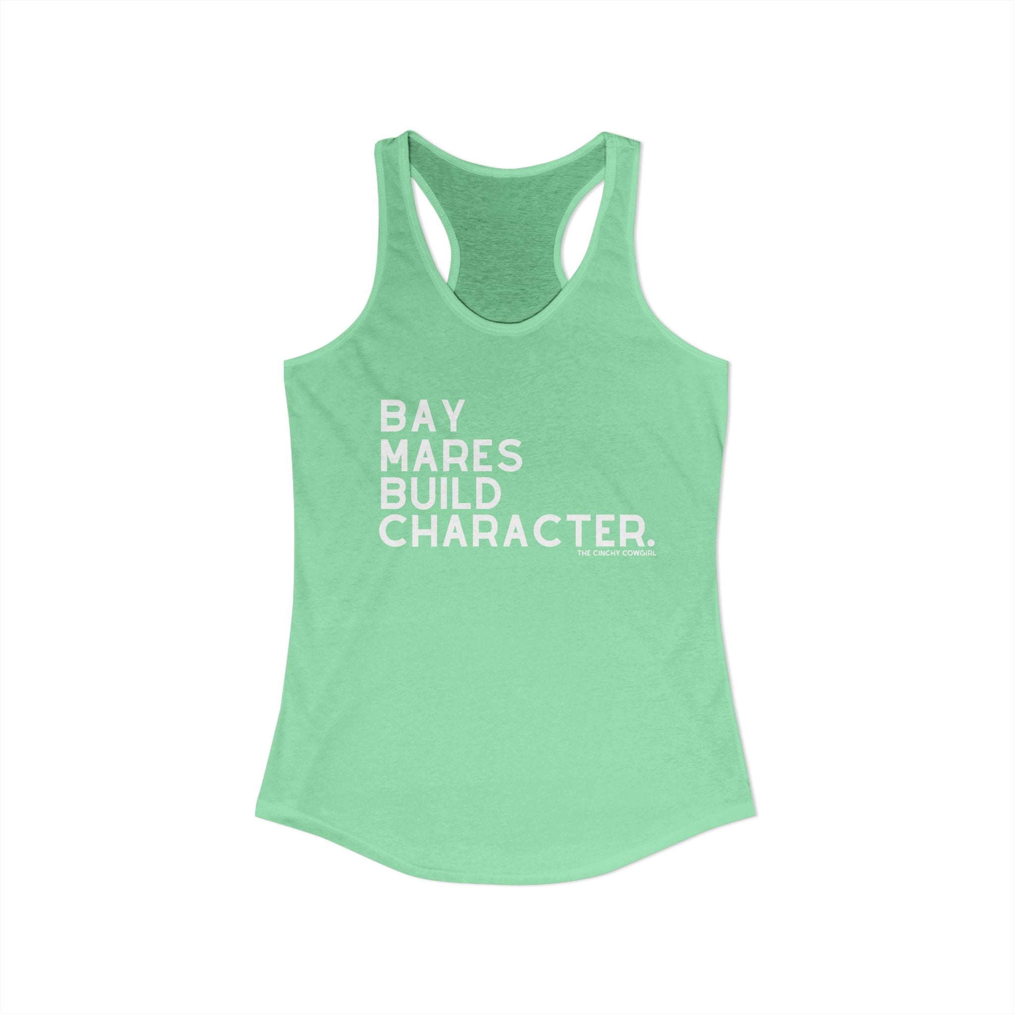 Bay Mares Build Character Racerback Tank graphic tank The Cinchy Cowgirl - Print XS Solid Mint