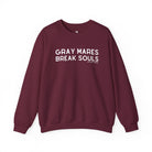 Gray Mares Break Souls Pullover Sweatshirt The Cinchy Cowgirl - Print S Maroon