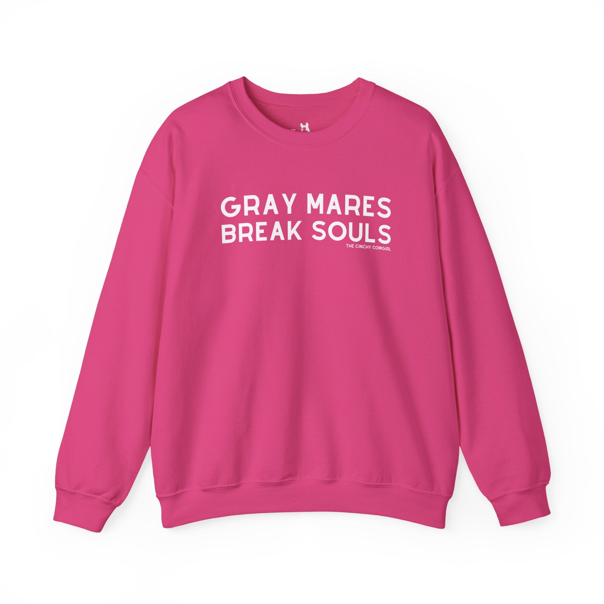 Gray Mares Break Souls Pullover Sweatshirt The Cinchy Cowgirl - Print S Heliconia