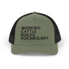 Embroidered Working Cattle Builds Vocabulary Trucker Hat [23 Colors] Embroidered TCC Hat The Cinchy Cowgirl - Print