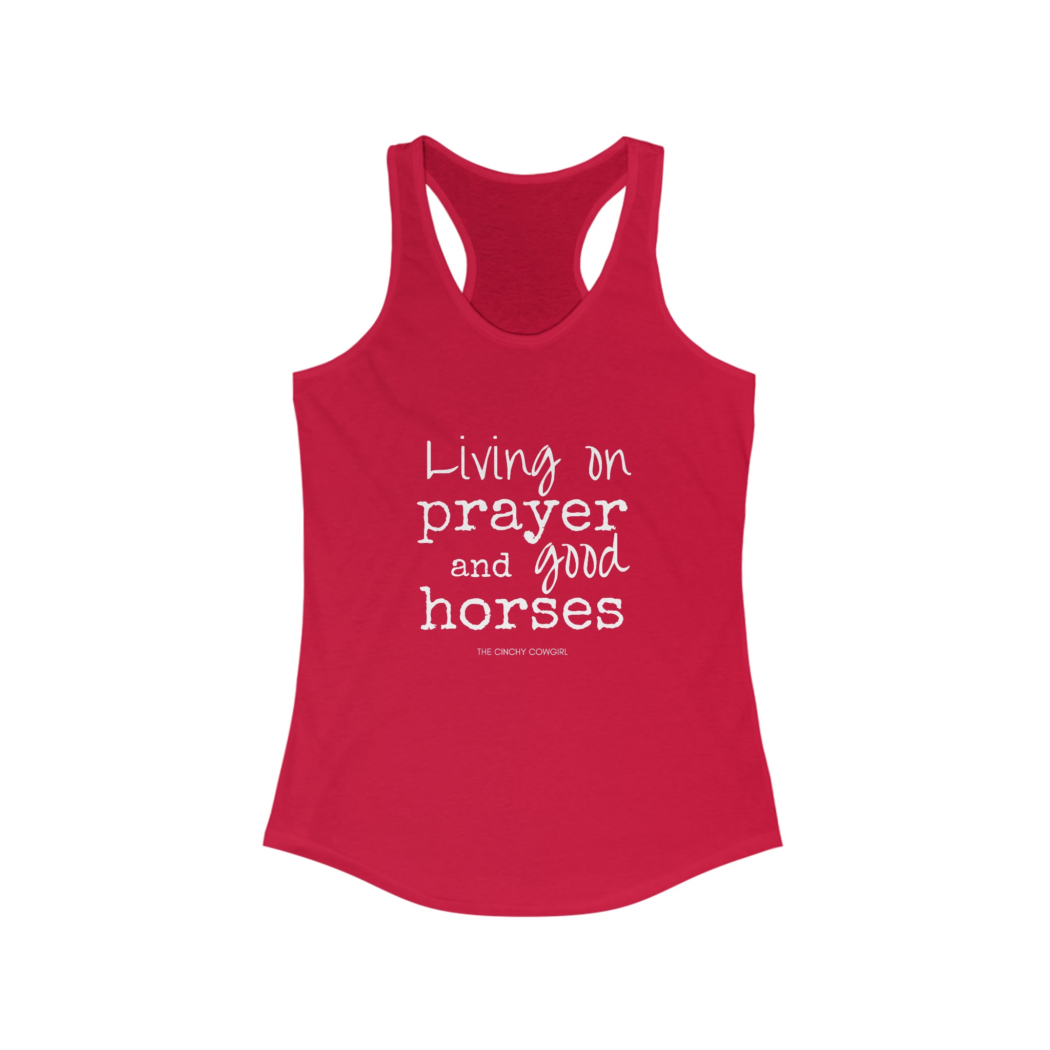 Living on a Prayer Racerback Tank tcc graphic tee Printify XS Solid Red 
