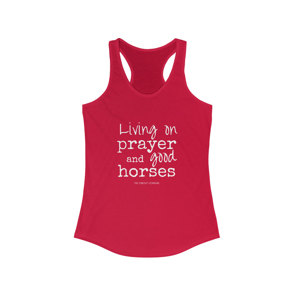 Living on a Prayer Racerback Tank tcc graphic tee Printify XS Solid Red 