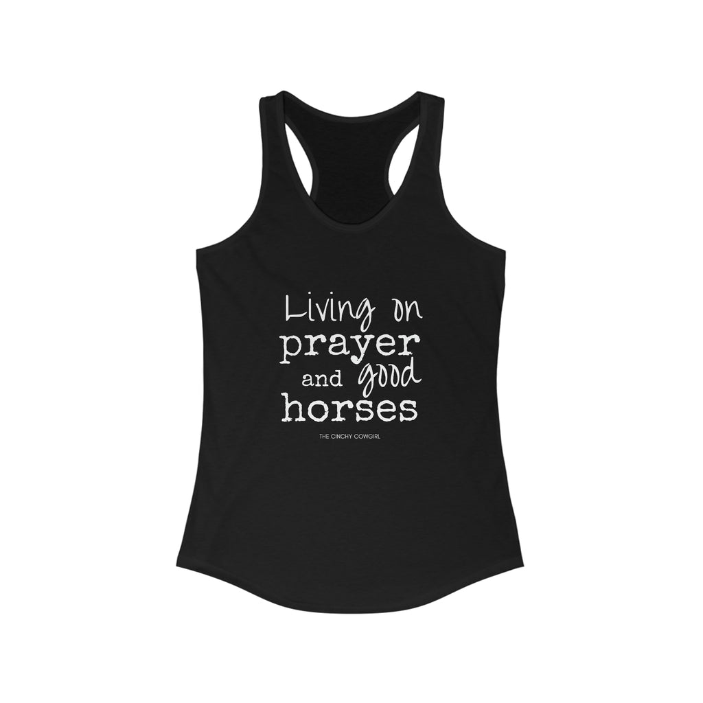 Living on a Prayer Racerback Tank tcc graphic tee Printify XS Solid Black 