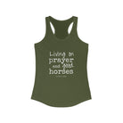 Living on a Prayer Racerback Tank tcc graphic tee Printify XS Solid Military Green 