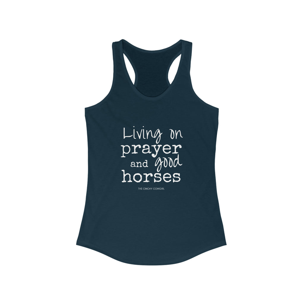 Living on a Prayer Racerback Tank tcc graphic tee Printify XS Solid Midnight Navy 