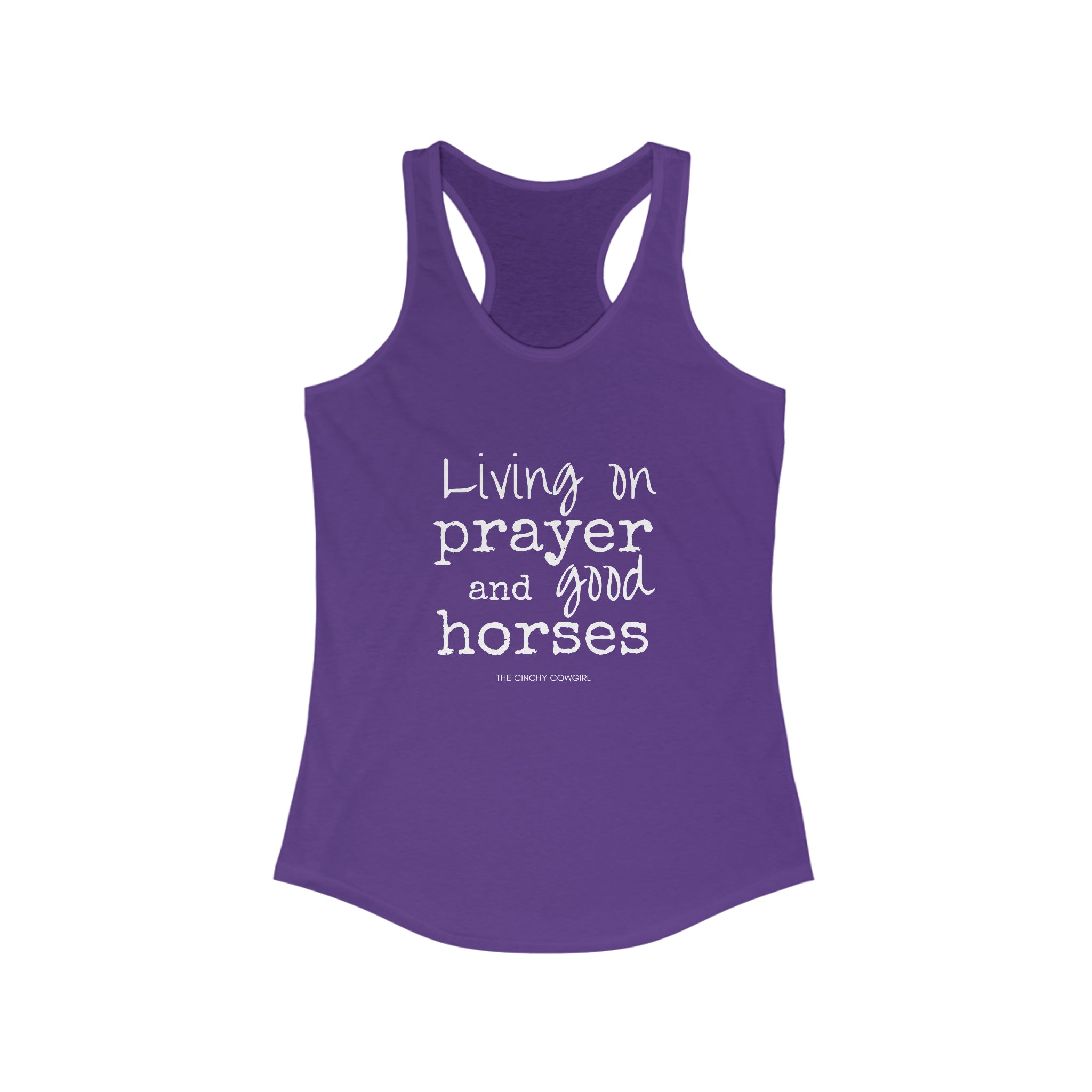 Living on a Prayer Racerback Tank tcc graphic tee Printify XS Solid Purple Rush 