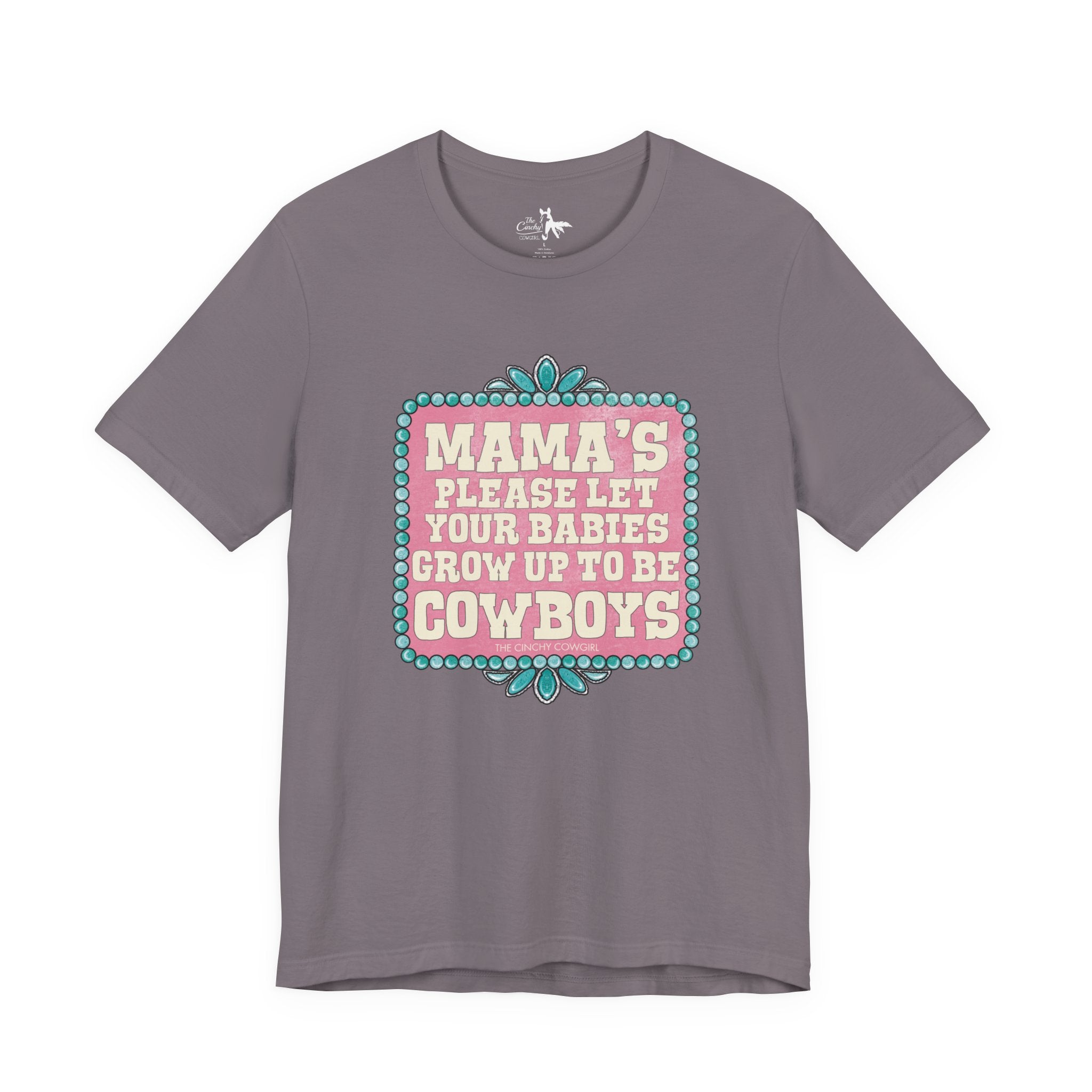 Mama's Please Let Your Babies Short Sleeve Tee Graphic Tee The Cinchy Cowgirl - Print Storm XS