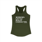 Working Cattle Builds Character Racerback Tank Tank Top The Cinchy Cowgirl - Print XS Solid Military Green