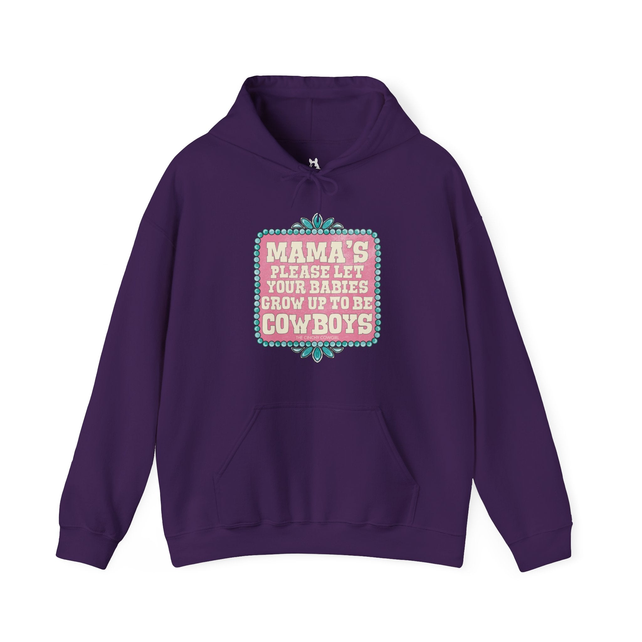 Mama's Please Let Your Babies Grow Up To Be Cowboys Hoodie Hoodie The Cinchy Cowgirl - Print Purple S