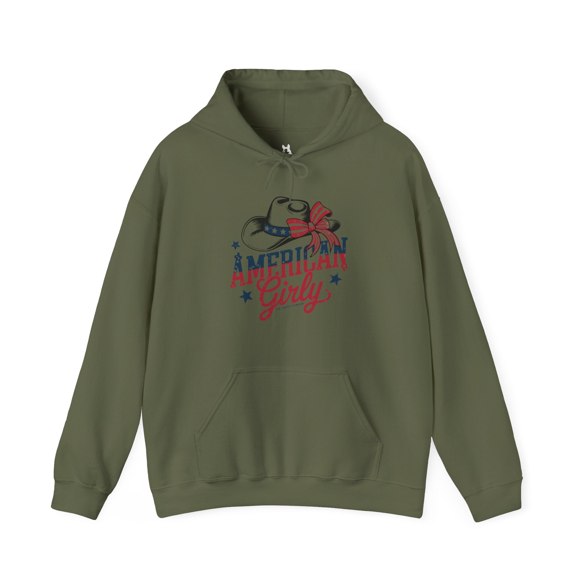 American Girly Hoodie Hoodie The Cinchy Cowgirl - Print Military Green S