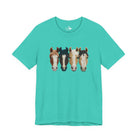 Faux Crochet Horses Short Sleeve Tee Graphic Tee The Cinchy Cowgirl - Print Teal XS