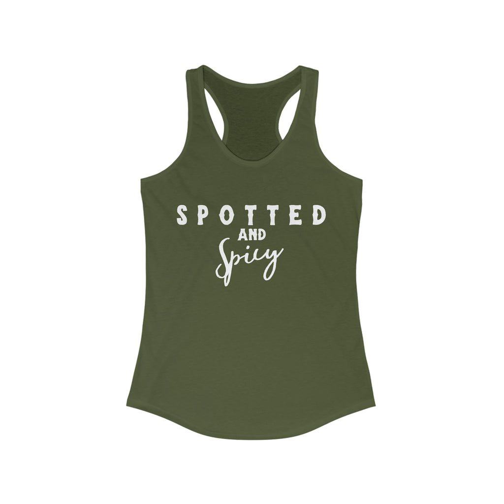 Spotted & Spicy Racerback Tank Horse Color Shirts Printify S Solid Military Green 