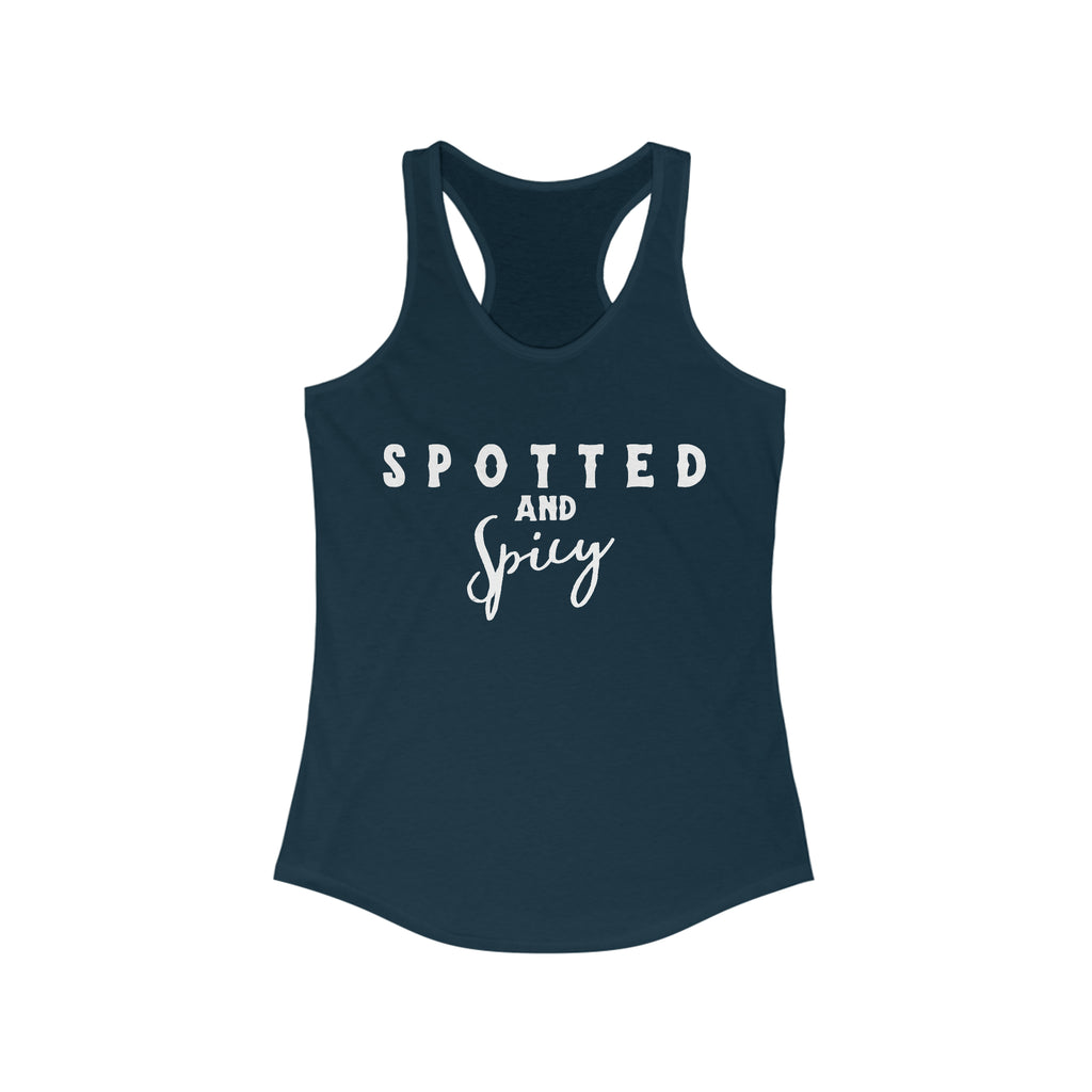 Spotted & Spicy Racerback Tank Horse Color Shirts Printify XS Solid Midnight Navy 