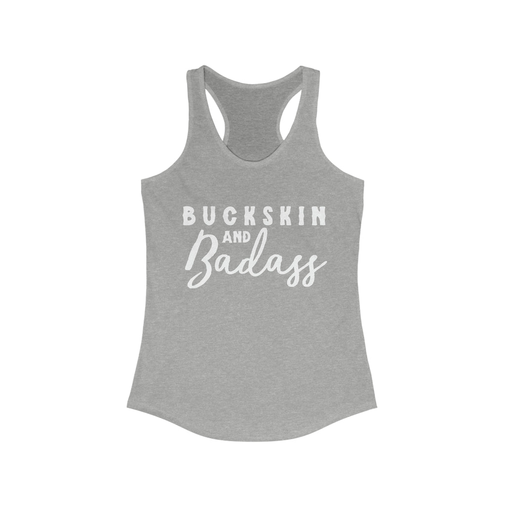 Buckskin & Badass Racerback Tank Horse Color Shirts Printify XS Heather Grey 