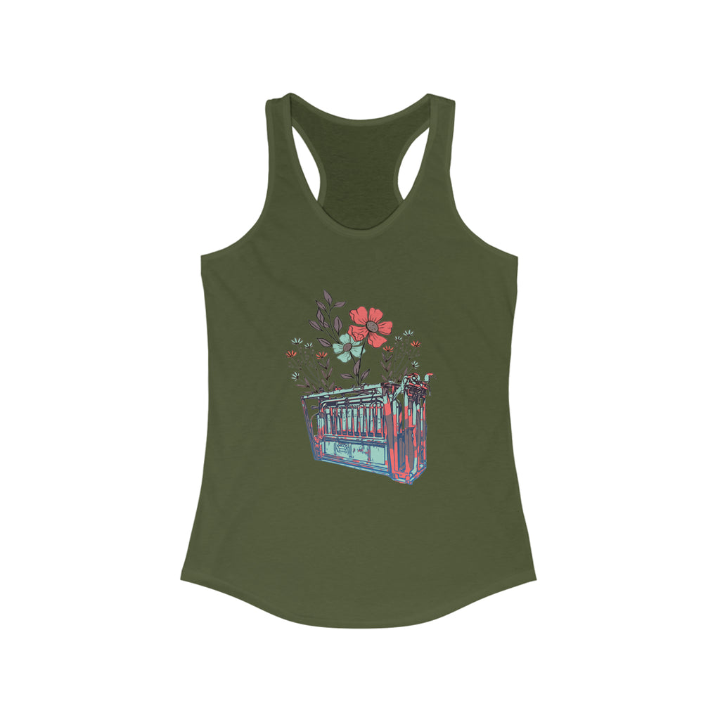 Flower Chute Racerback Tank tcc graphic tee Printify XS Solid Military Green 