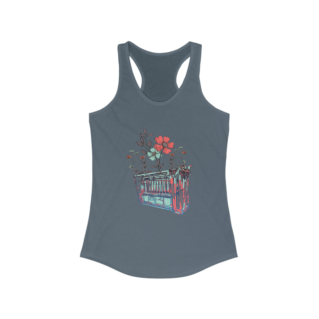 Flower Chute Racerback Tank tcc graphic tee Printify S Solid Indigo 