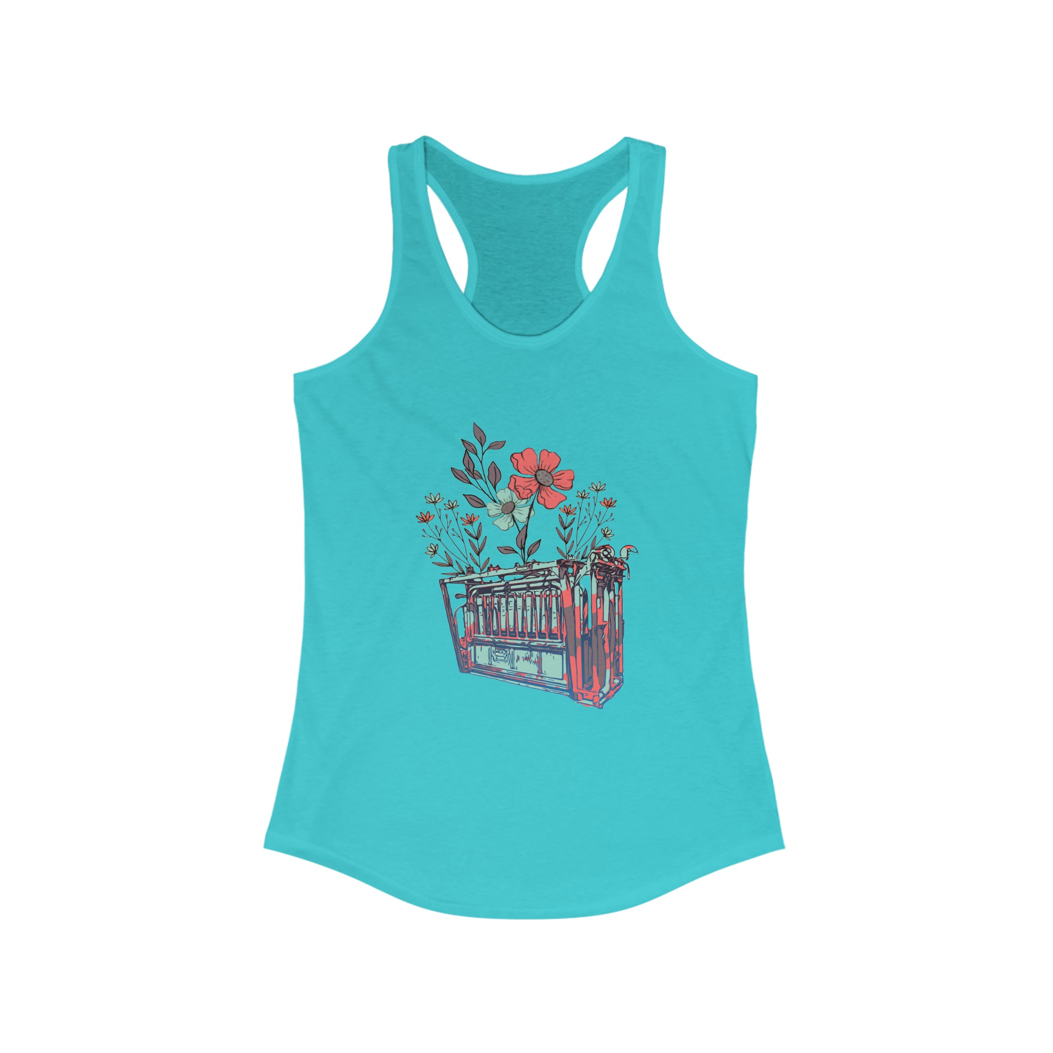 Flower Chute Racerback Tank tcc graphic tee Printify XS Solid Tahiti Blue