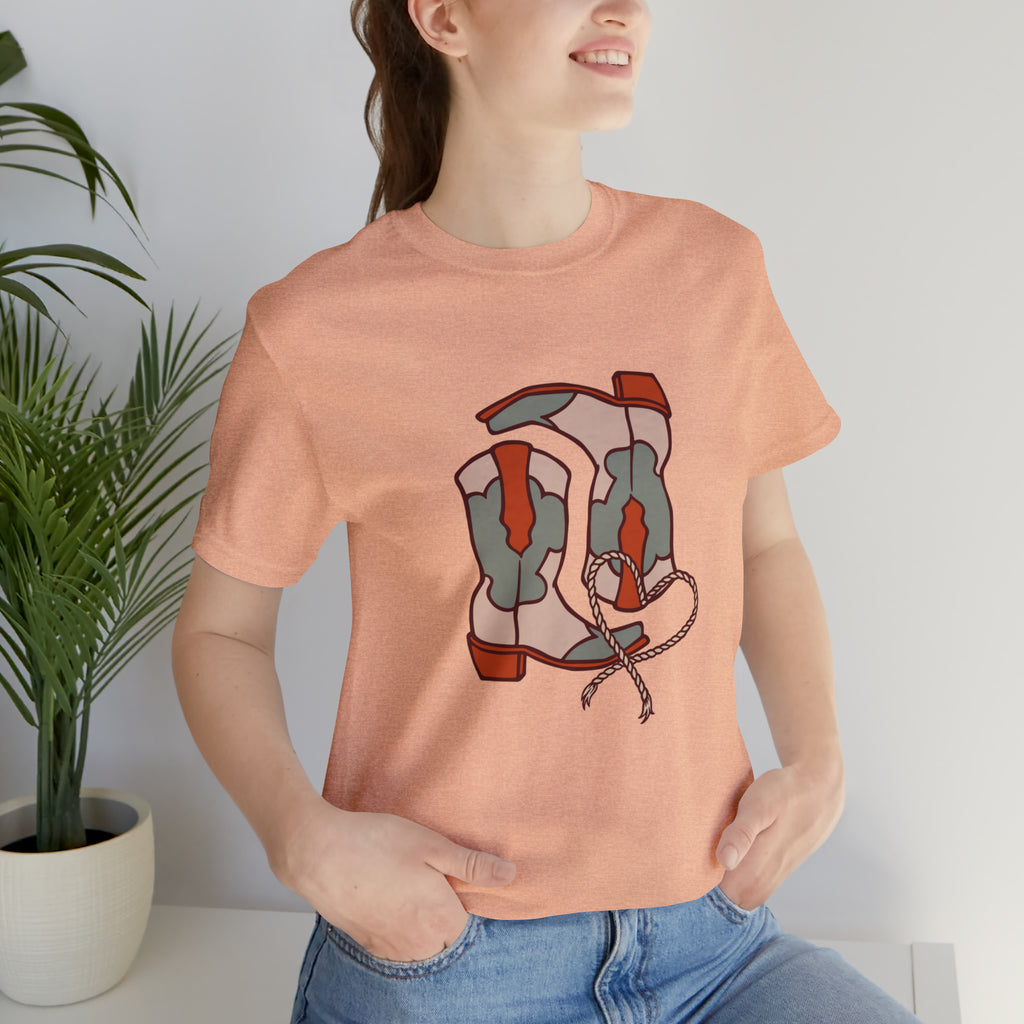 Pair A' Boots Short Sleeve Tee tcc graphic tee Printify Heather Peach XS