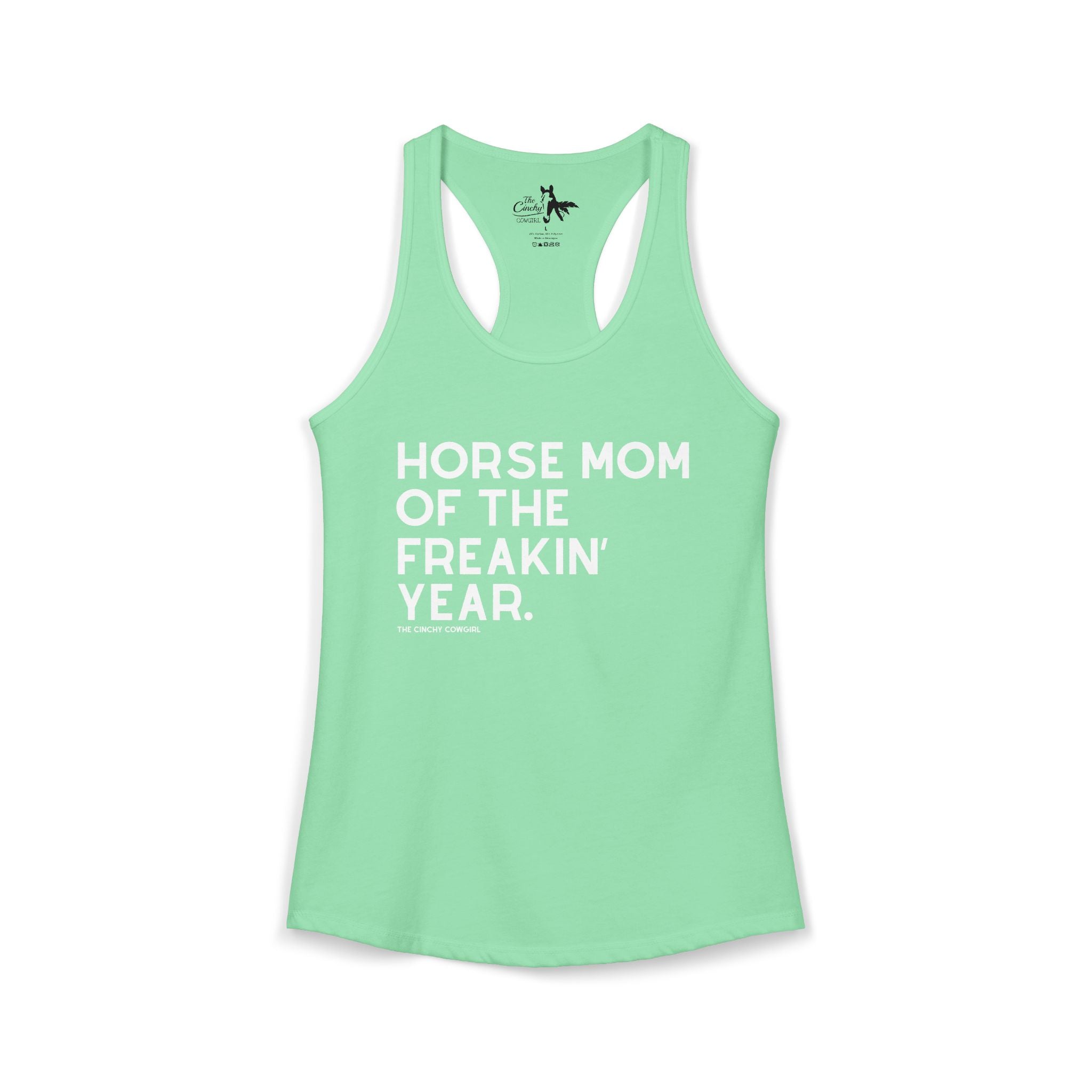 Horse Mom of the Freakin' Year Tank Top graphic tank The Cinchy Cowgirl - Print XS Solid Mint