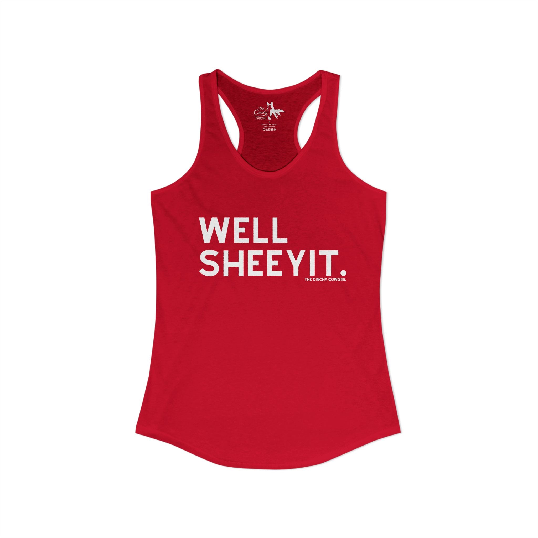 Well Sheeyit Tank Top Tank Top The Cinchy Cowgirl - Print XS Solid Red
