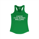 Coffee, Cuss Words And Cows Tank Top Tank Top The Cinchy Cowgirl - Print XS Solid Kelly Green