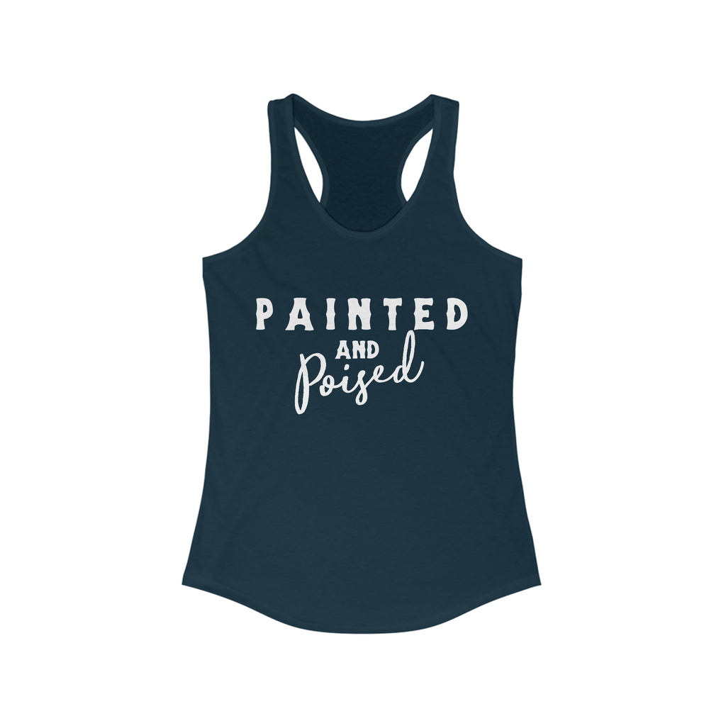 Painted & Poised Racerback Tank Horse Color Shirts Printify XS Solid Midnight Navy 