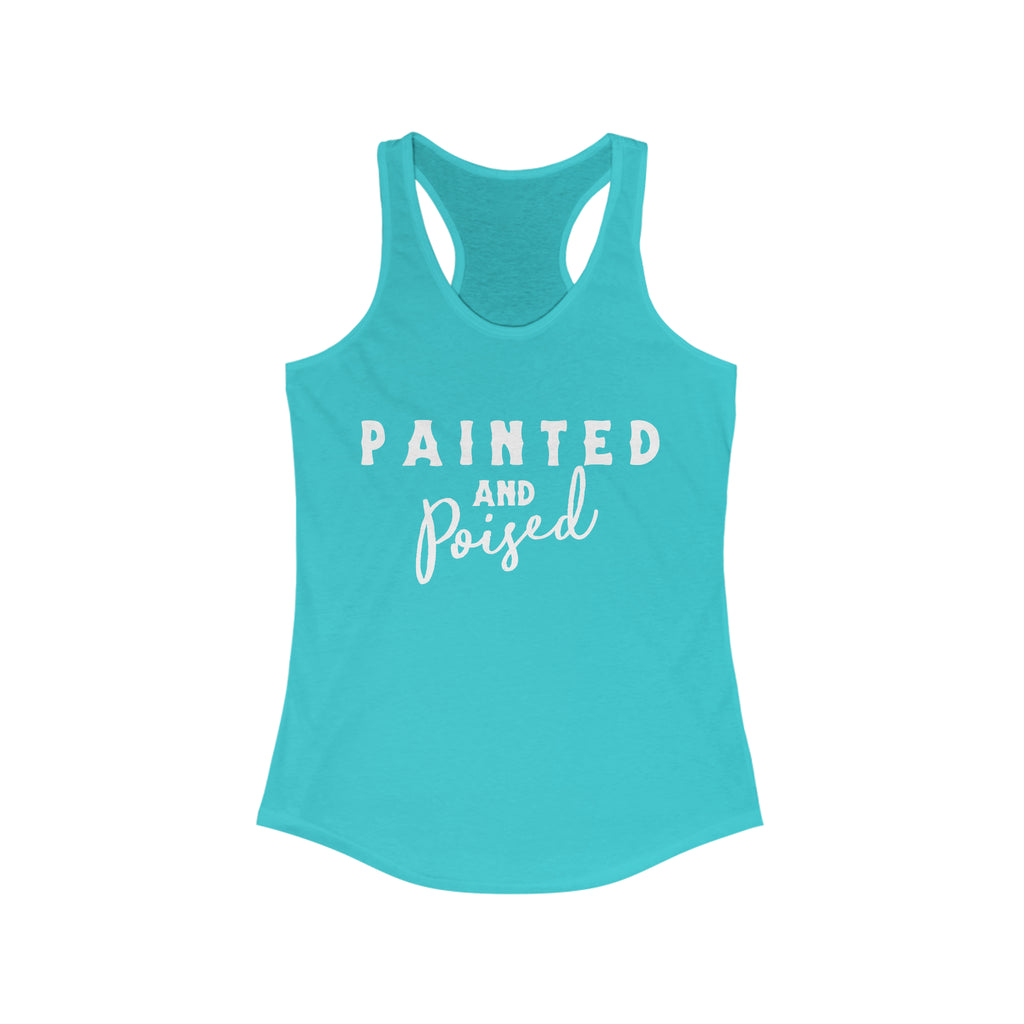 Painted & Poised Racerback Tank Horse Color Shirts Printify S Solid Tahiti Blue 