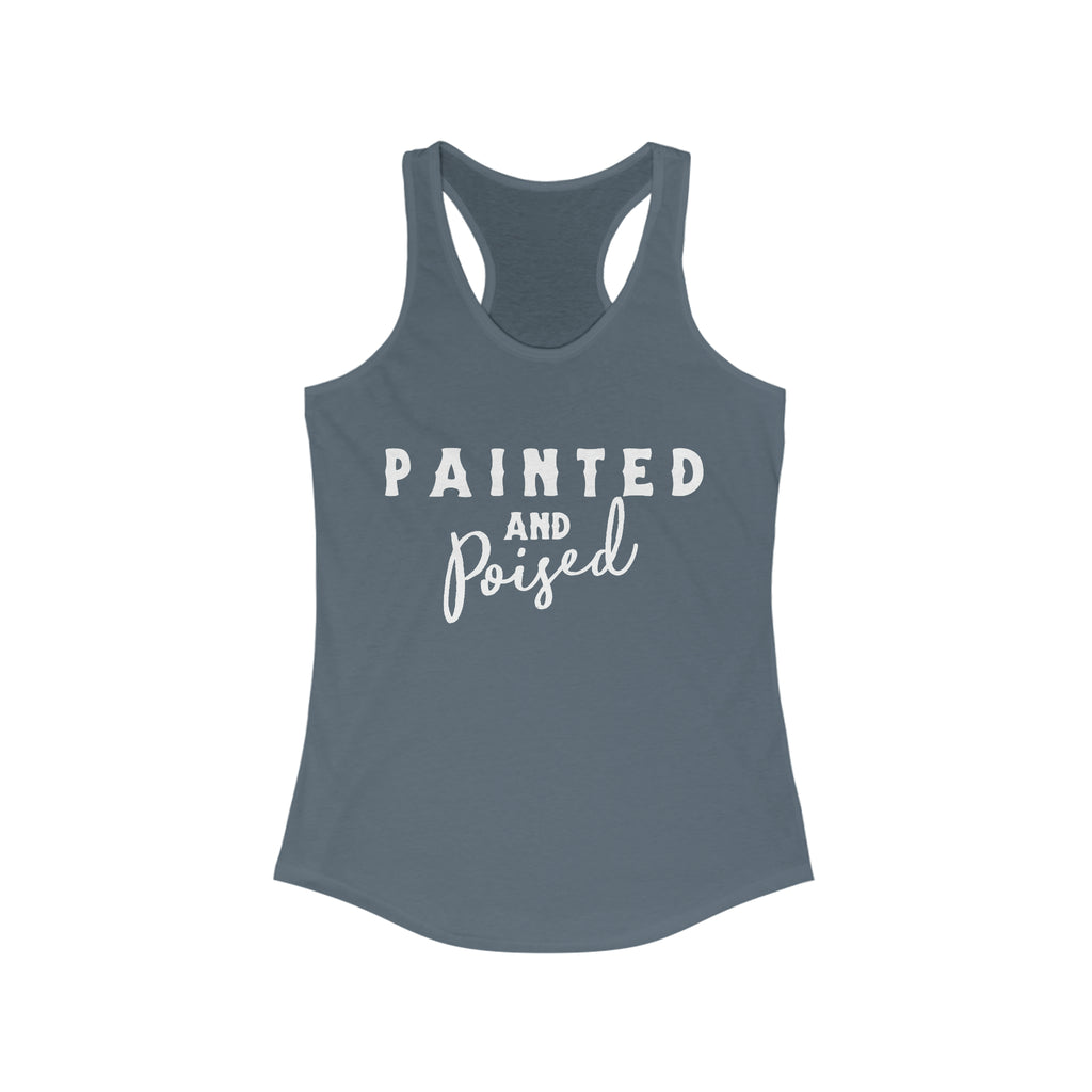 Painted & Poised Racerback Tank Horse Color Shirts Printify XS Solid Indigo 