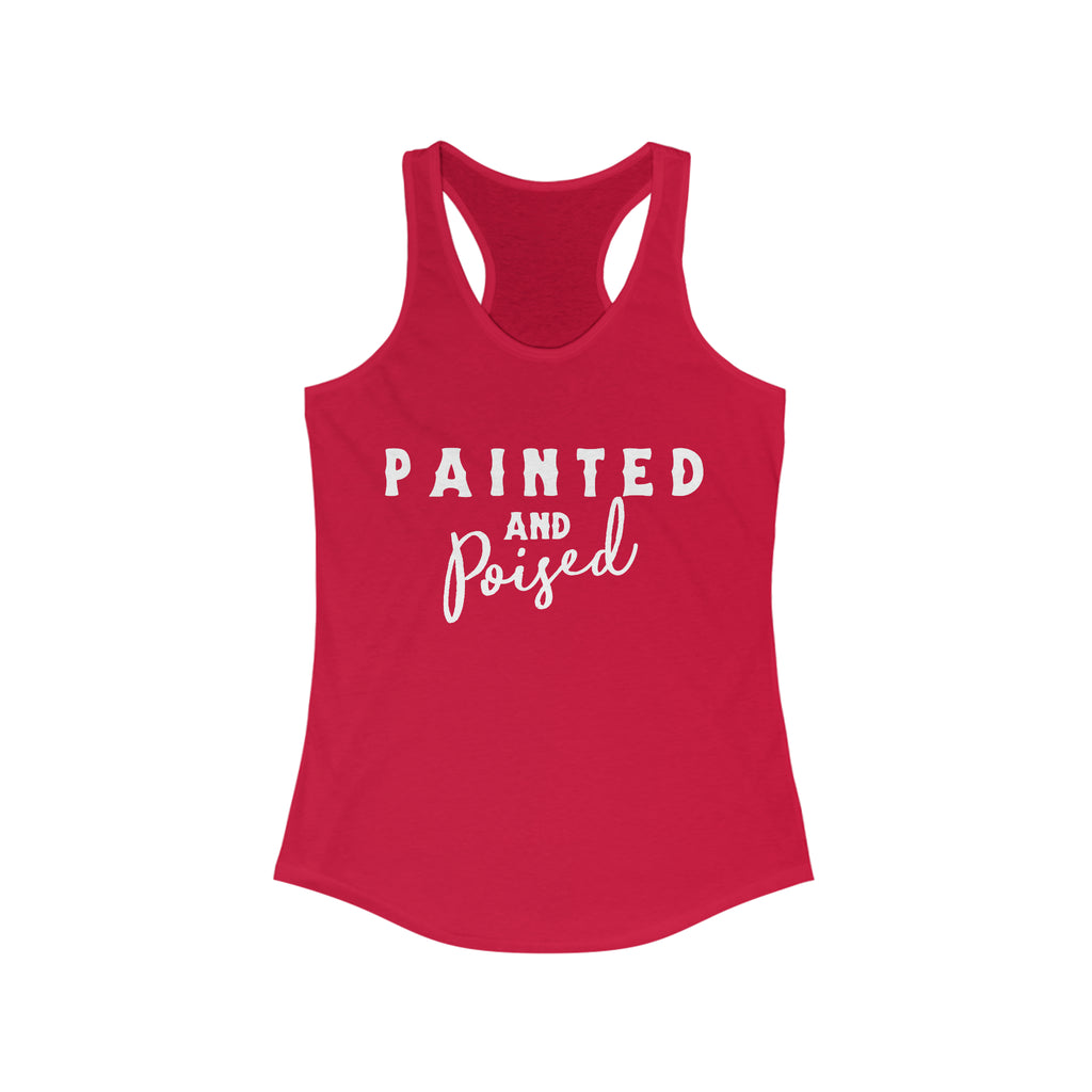 Painted & Poised Racerback Tank Horse Color Shirts Printify S Solid Red 