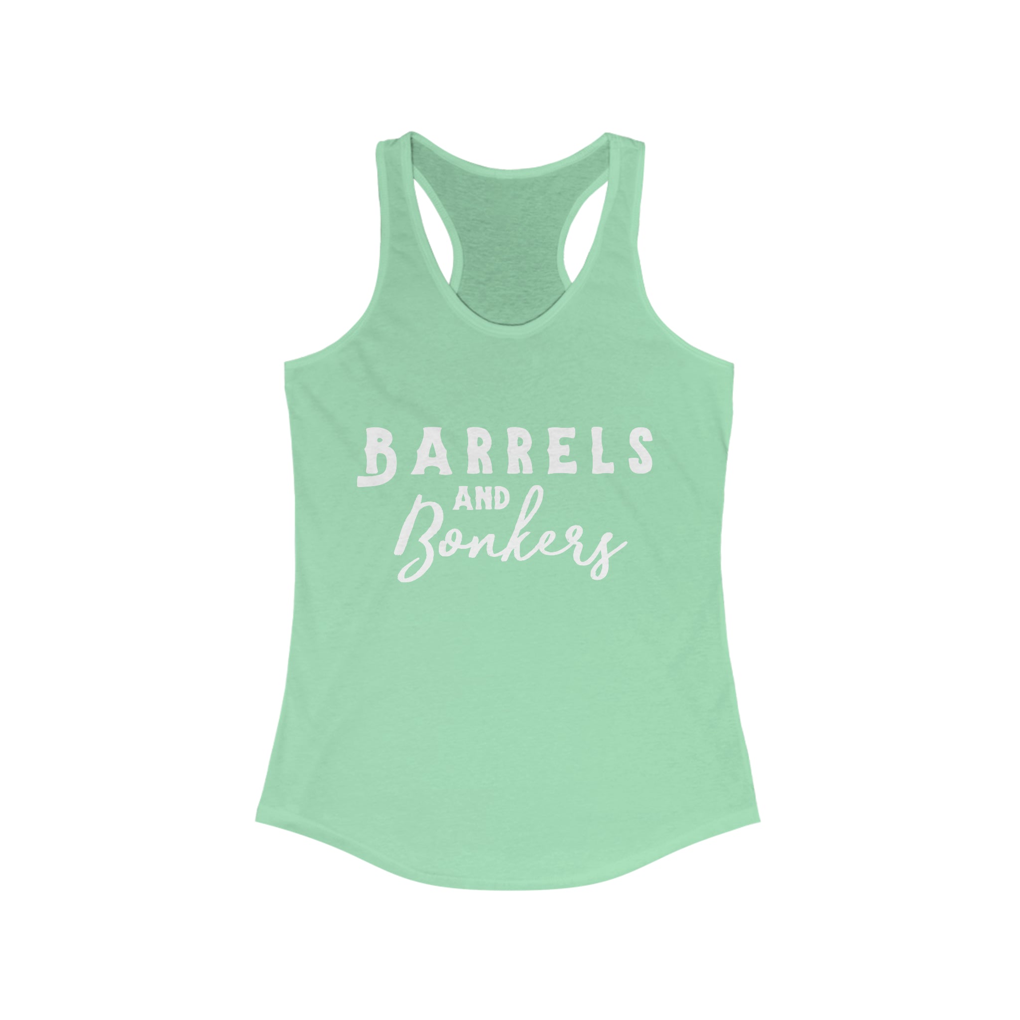 Barrels & Bonkers Racerback Tank Horse Riding Discipline Tee Printify XS Solid Mint 