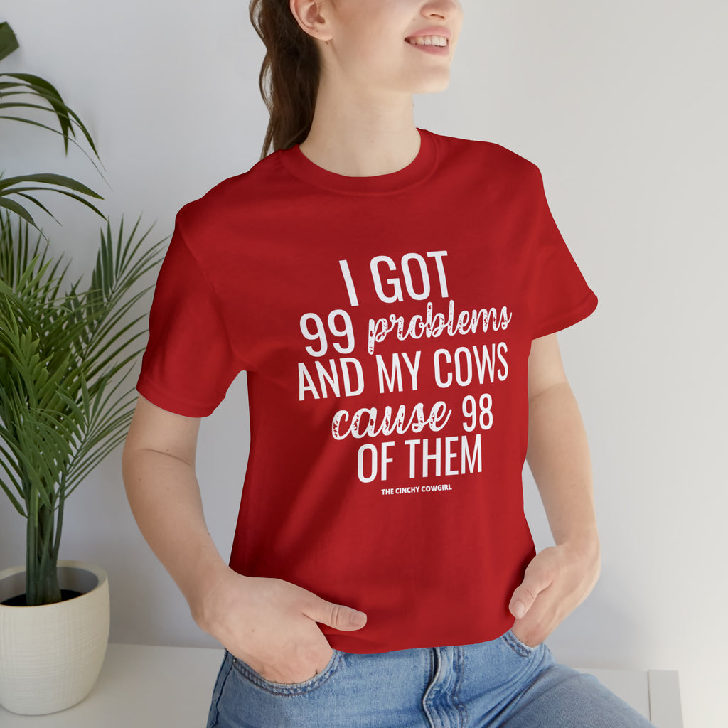 Cow Problems Short Sleeve Tee tcc graphic tee Printify Red S 