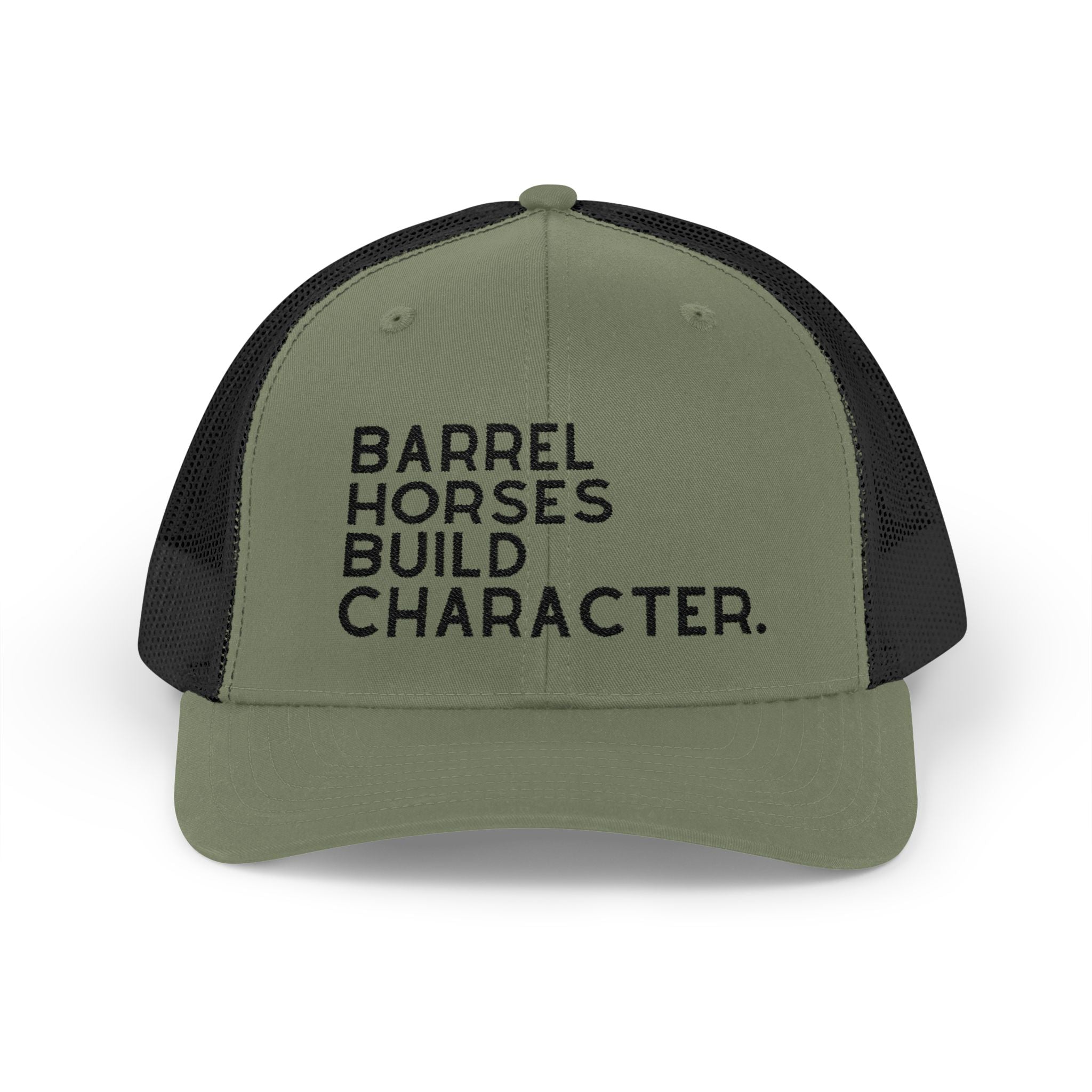 Barrel Horses Build Character Embroidered Hat Hats The Cinchy Cowgirl - Print