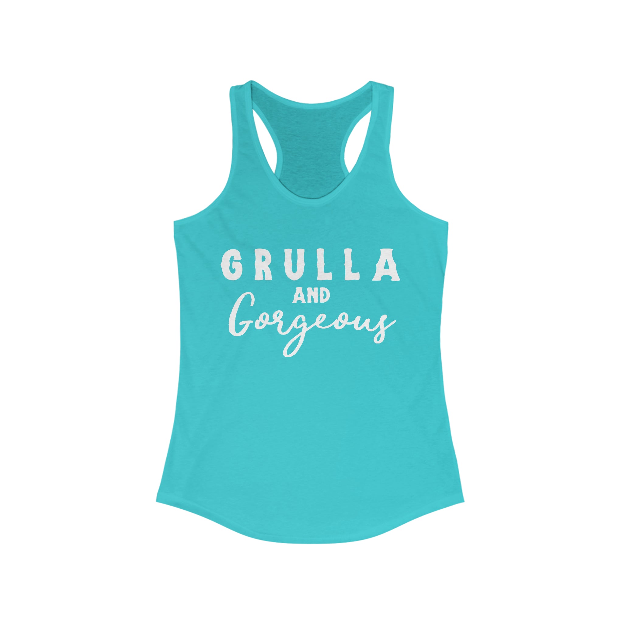 Grulla & Gorgeous Racerback Tank Horse Color Shirts Printify XS Solid Tahiti Blue 