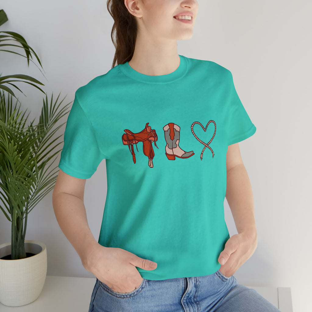 Western Love Teal Short Sleeve Tee