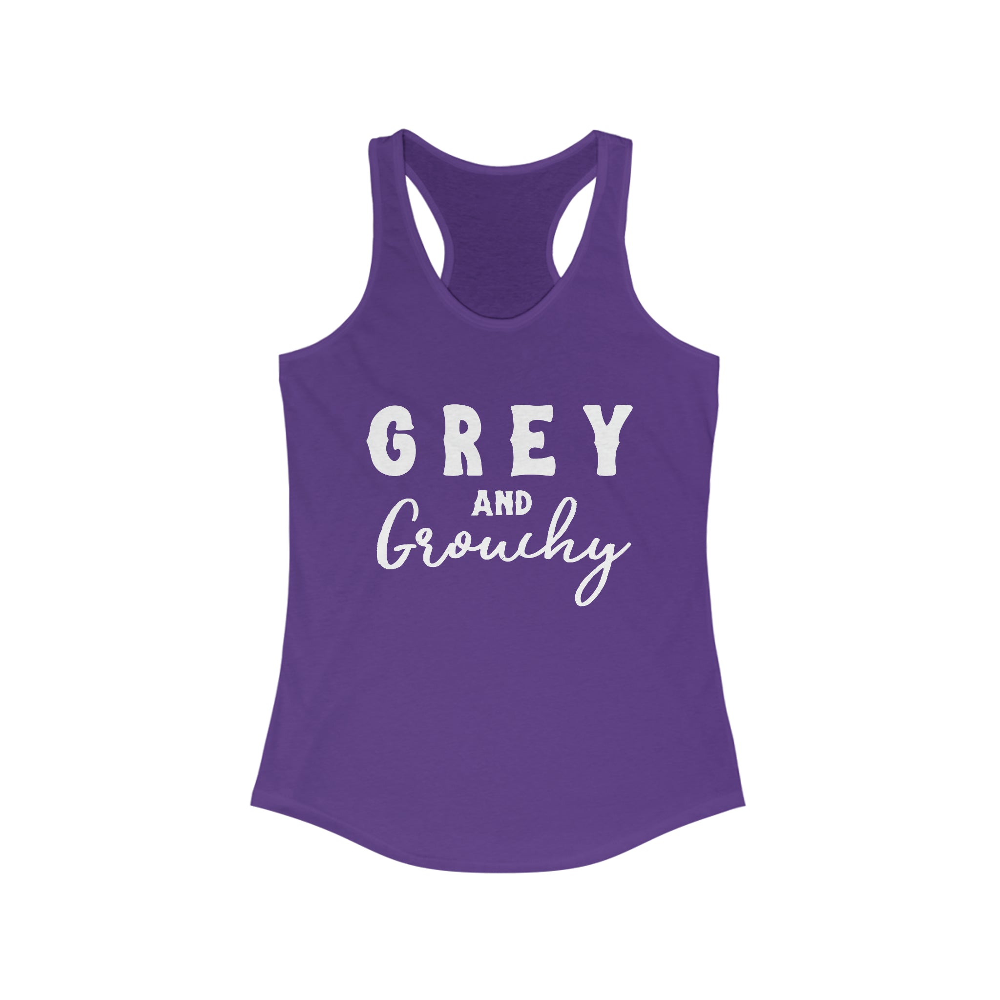 Grey & Grouchy Racerback Tank Horse Color Shirts Printify XS Solid Purple Rush 