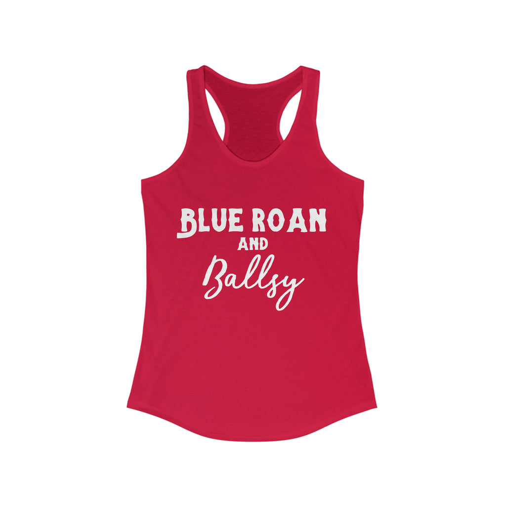 Blue Roan & Ballsy Racerback Tank Horse Color Shirts Printify XS Solid Red 
