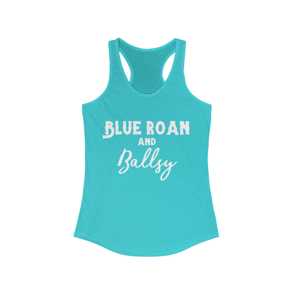 Blue Roan & Ballsy Racerback Tank Horse Color Shirts Printify XS Solid Tahiti Blue 