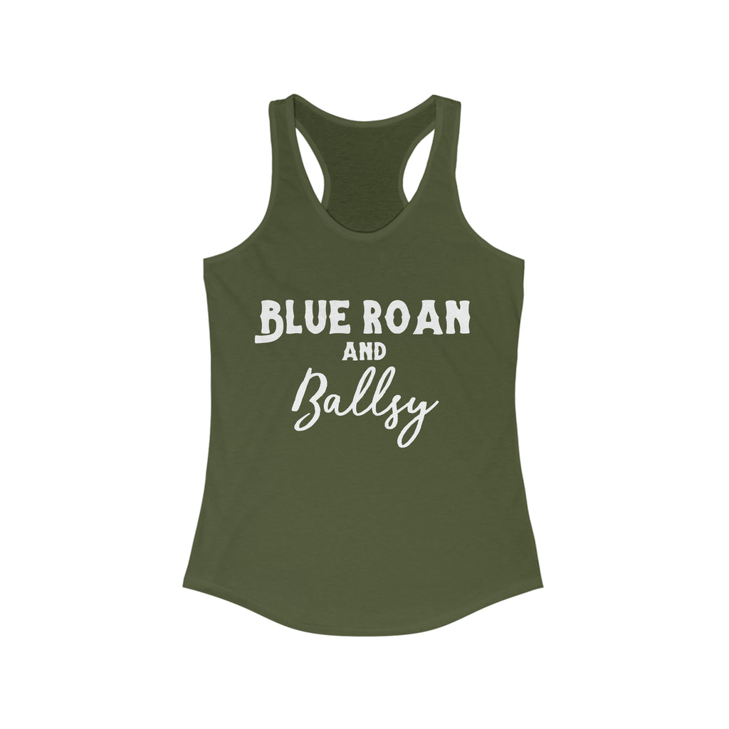 Blue Roan & Ballsy Racerback Tank Horse Color Shirts Printify XS Solid Military Green 