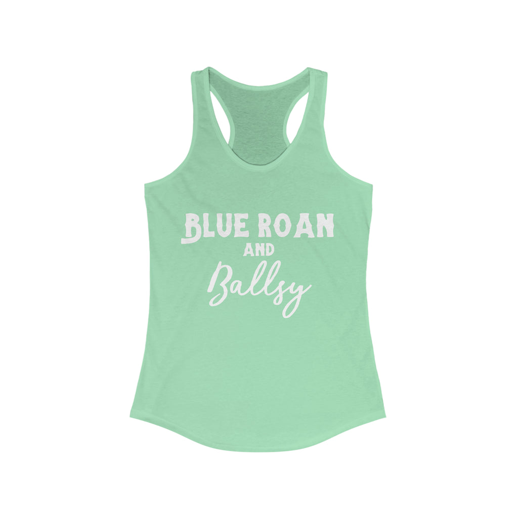 Blue Roan & Ballsy Racerback Tank Horse Color Shirts Printify XS Solid Mint 