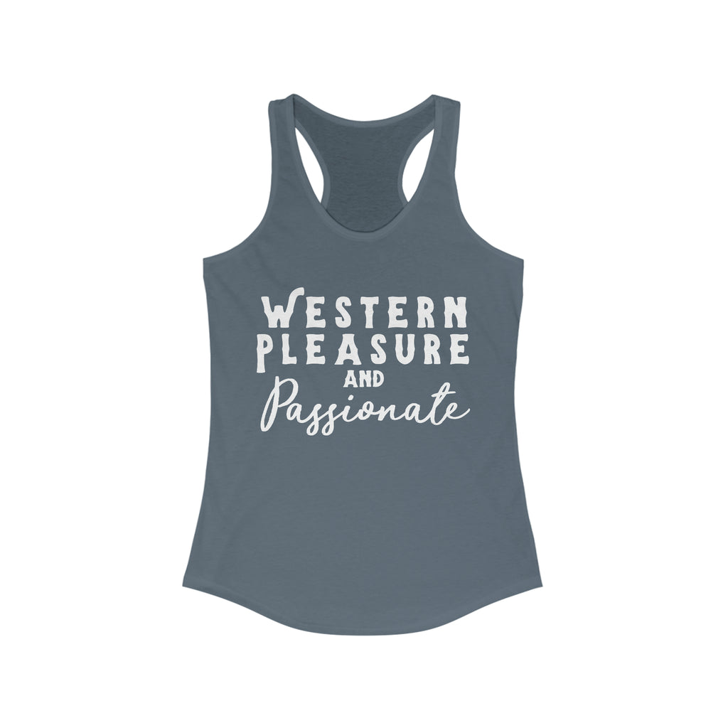 Western Pleasure & Passionate Racerback Tank Horse Riding Discipline Tee Printify XS Solid Indigo 