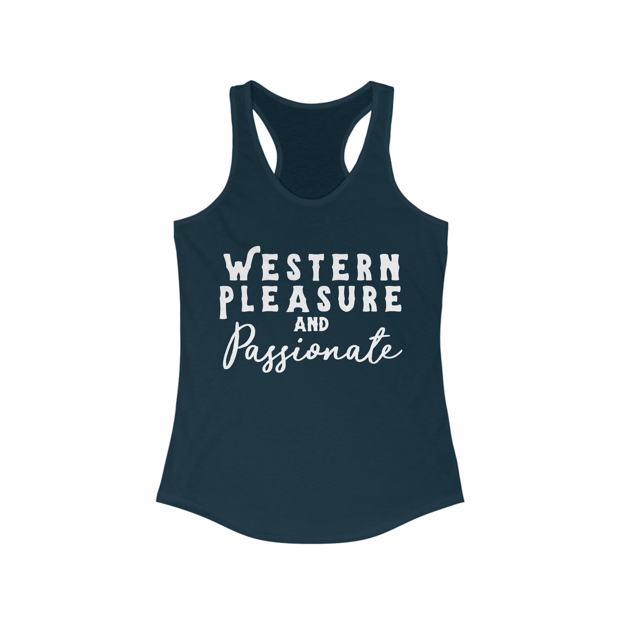 Western Pleasure & Passionate Racerback Tank Horse Riding Discipline Tee Printify XS Solid Midnight Navy 