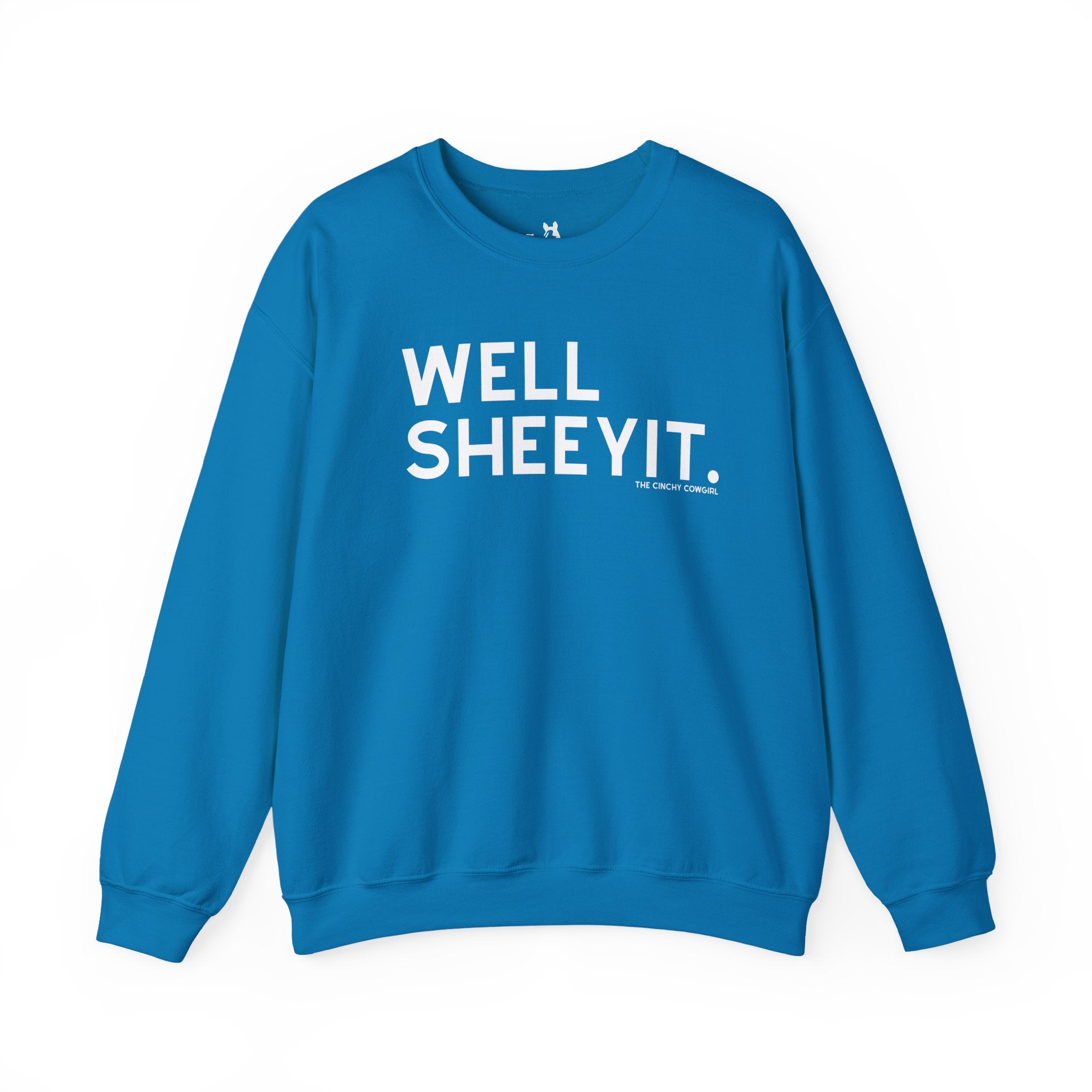 Well Sheeyit Fleece Pullover Sweatshirt The Cinchy Cowgirl - Print S Sapphire