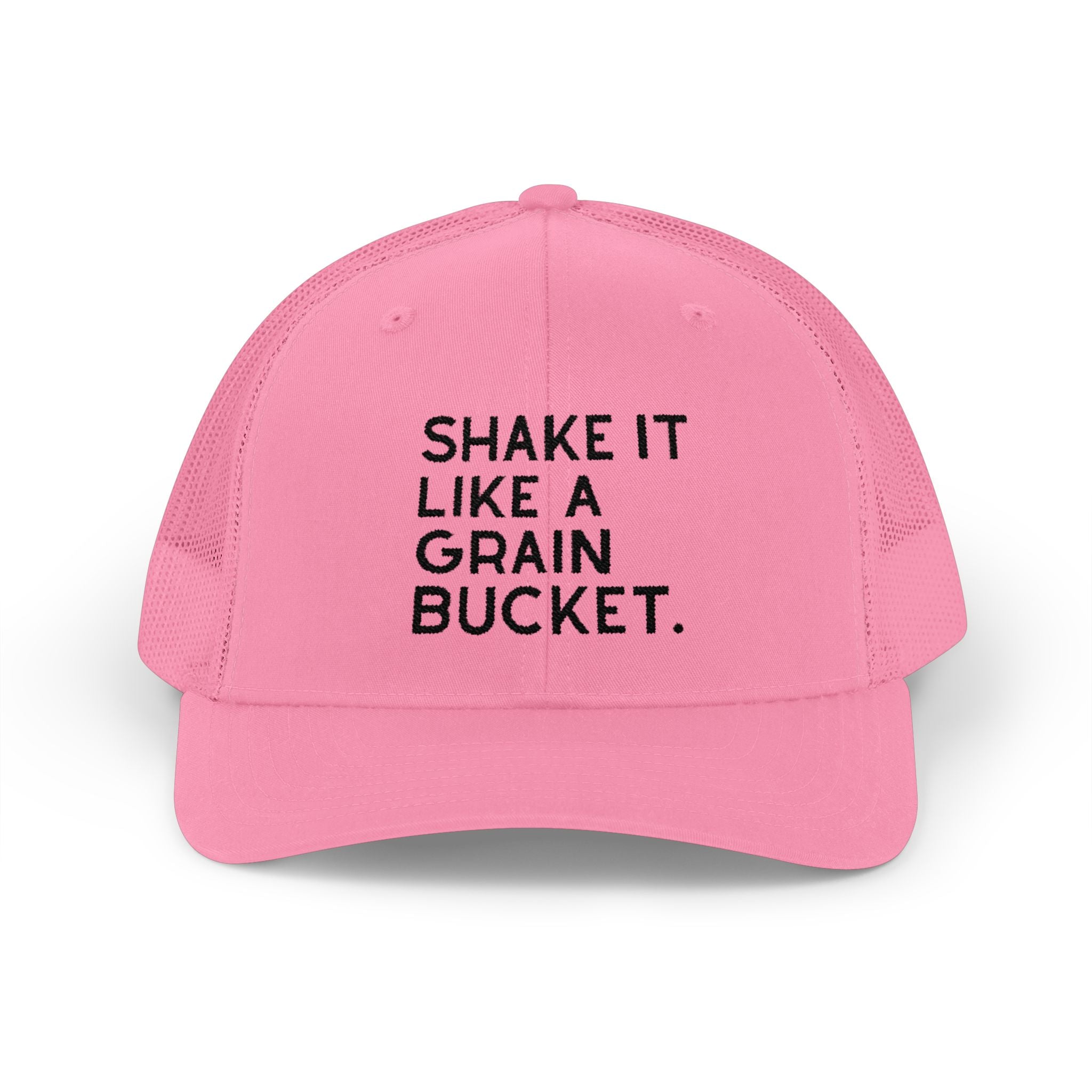 Embroidered Shake It Like A Grain Bucket Trucker Hat Embroidered TCC Hat The Cinchy Cowgirl - Print Pink