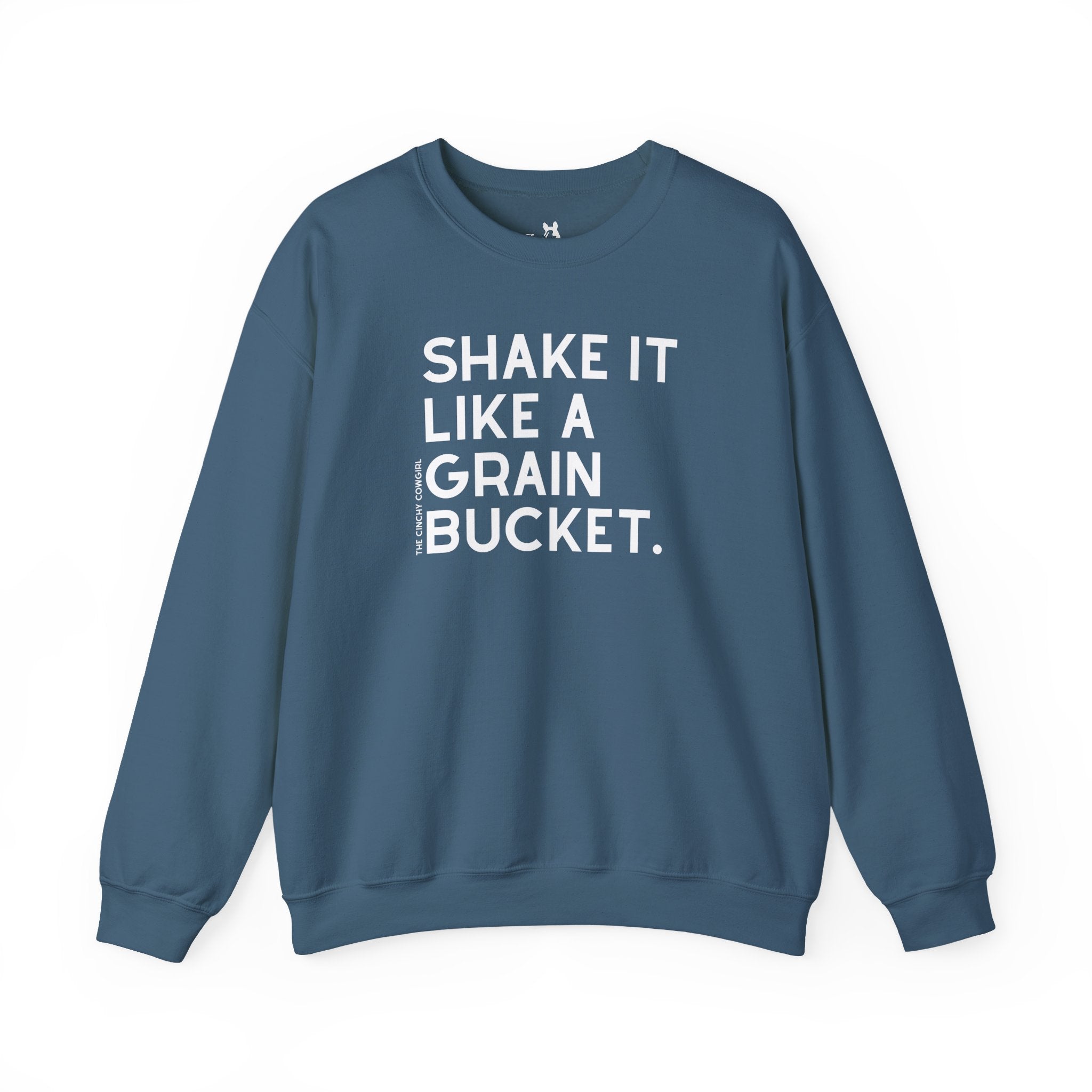 Shake It Like A Grain Bucket Pullover Sweatshirt The Cinchy Cowgirl - Print S Indigo Blue